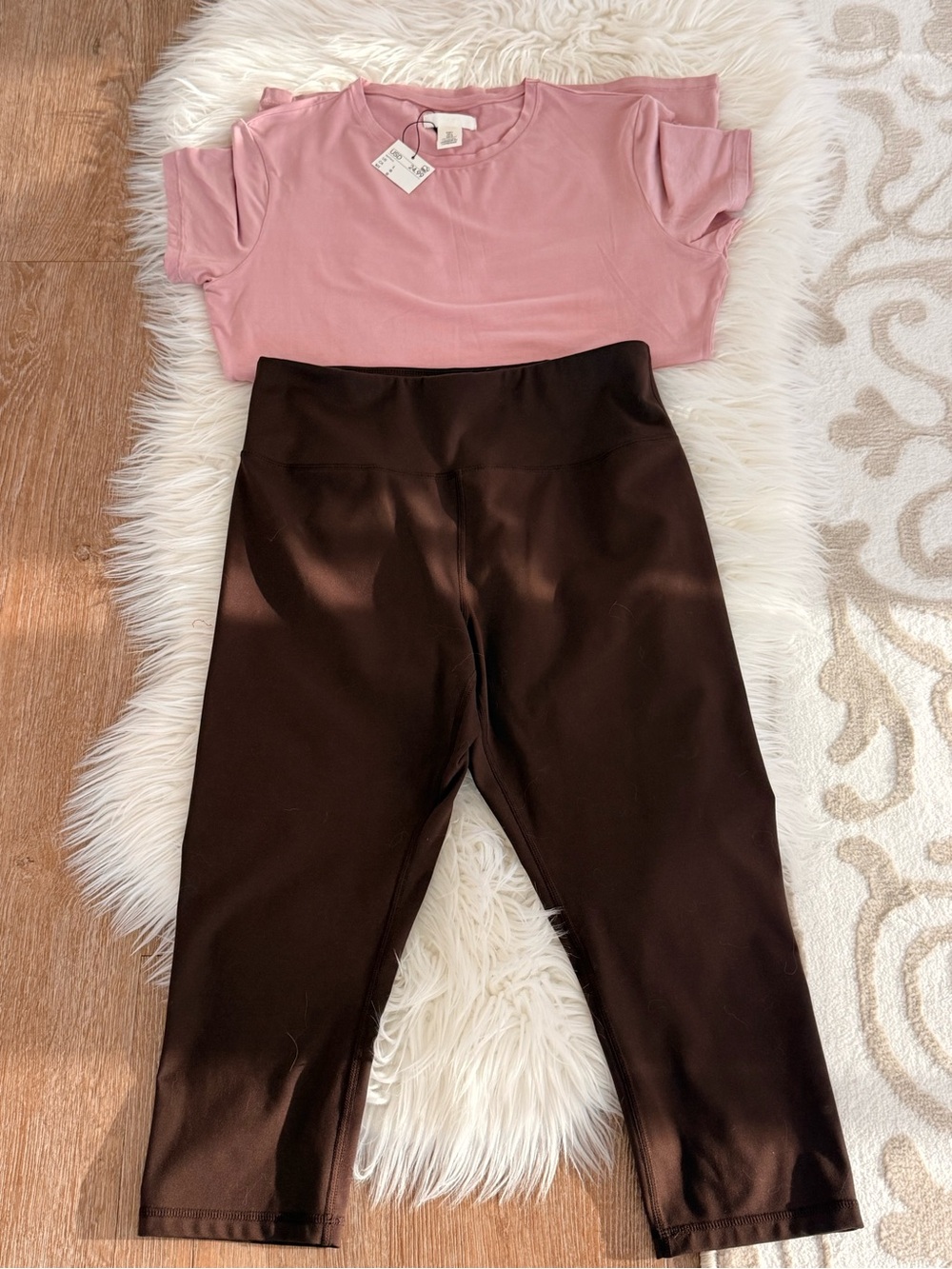 H&M Pink Top with Brown Leggings